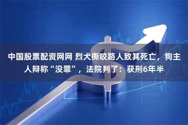 中国股票配资网网 烈犬撕咬路人致其死亡，狗主人辩称“没罪”，法院判了：获刑6年半