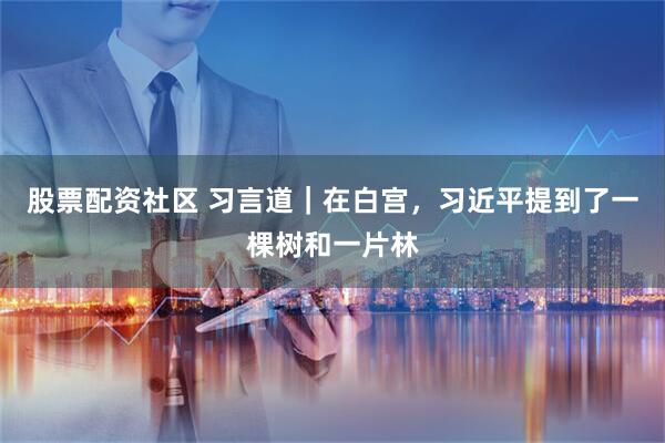 股票配资社区 习言道｜在白宫，习近平提到了一棵树和一片林